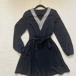 Elegant Black Dress with Lace Detail